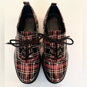 Jessica Simpson Sayze Lug Sole Plaid Oxfords